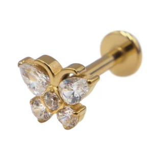 Butterfly antenna & strass gold - REF PG072