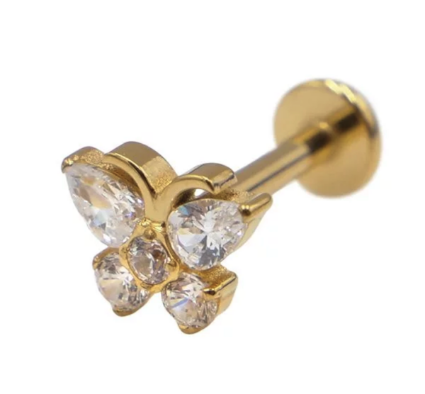 Butterfly antenna & strass gold - REF PG072