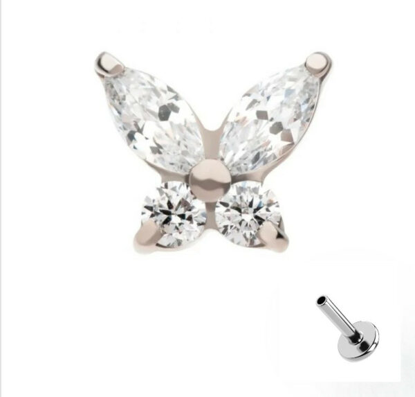 Butterfly strass silver - REF PS007