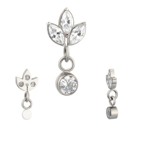 3 petals & rock silver - REF PS013