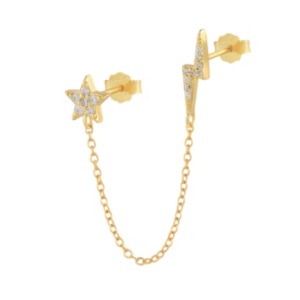 Double boucle etoile/eclair gold - REF PG0113