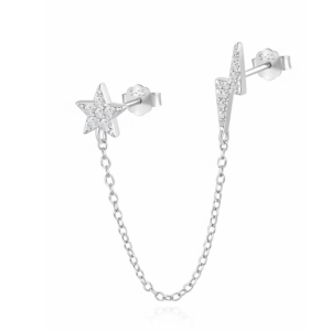 Double boucle etoile/eclair silver - PS082