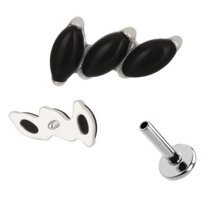 3 precious rock black silver - REF PS095